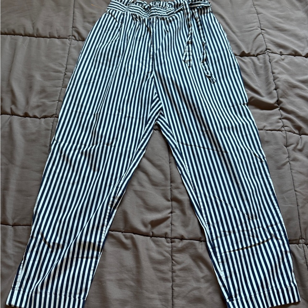 Zara Striped High-Waisted Pants